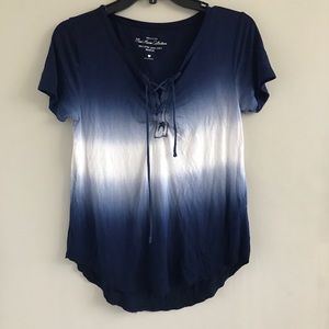 Hollister Blue Gradient Lace Up Top